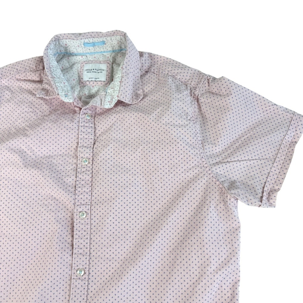 Denim & Flower Ricky Singh Mens M Pink Ditsy Floral Short Sleeve Button Up Shirt